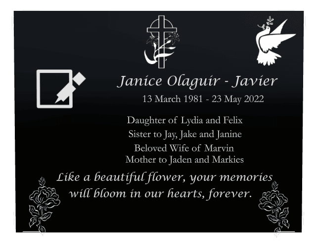 Rectangle (landscape) Laser-Etched Color Plaque – dove and flower preview