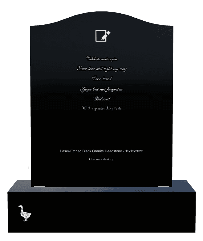 Serpentine Laser-Etched Black Granite Headstone – Gone But Not Forgotten preview
