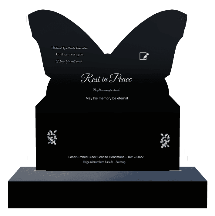 Laser-Etched Black Granite Headstone – Until we Meet Again preview