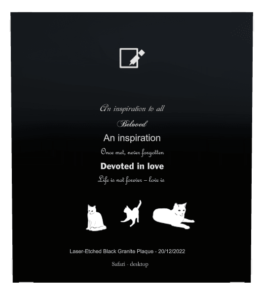 Square Laser-Etched Color Plaque – Cat preview
