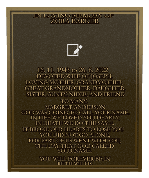 Rectangle (portrait) Bronze Plaque – Wife Memorial preview