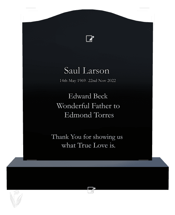 Serpentine Laser-Etched Black Granite Headstone – Loving Husband preview