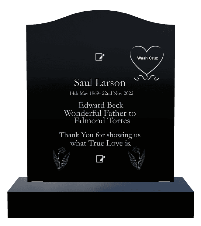 Serpentine Laser-Etched Black Granite Headstone – Loving Husband preview