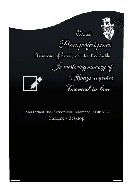 Right Wave Laser-Etched Black Granite Headstone – Bird preview