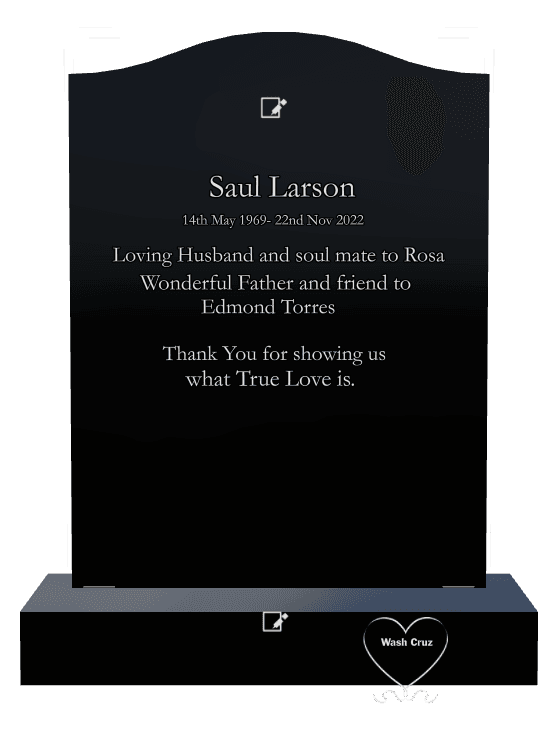 Serpentine Laser-Etched Black Granite Headstone – Loving Husband preview