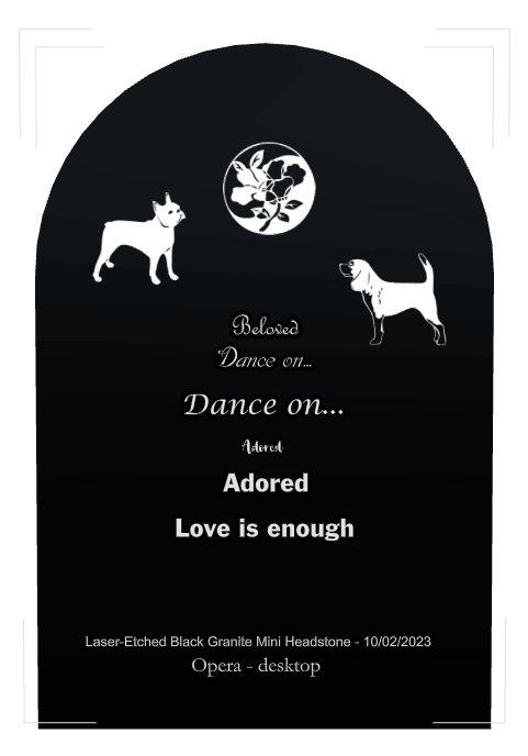 Half Round Laser-Etched Black Granite Headstone – Dog preview