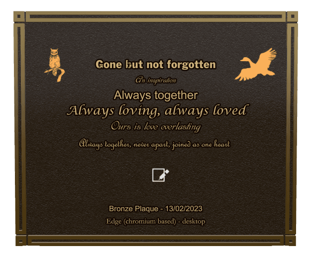 Bronze Plaque Bronze Plaque – Gone But Not Forgotten preview