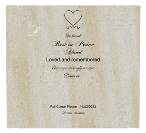 Full-colour Plaque - Rest in Peace memorial design preview