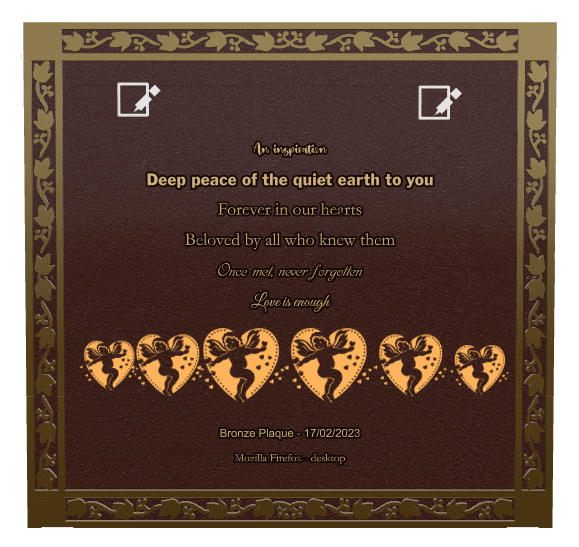 Bronze Plaque Bronze Plaque – Forever in Our Hearts preview
