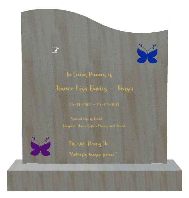 Left Wave Traditional Engraved Headstone – In Loving Memory preview