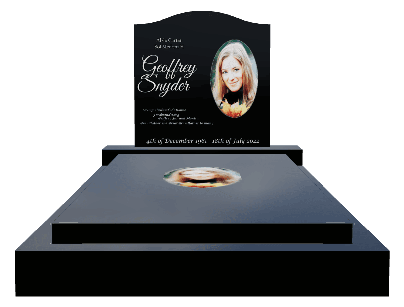 Serpentine Laser-Etched Black Granite Monument – Loving Husband Monument preview