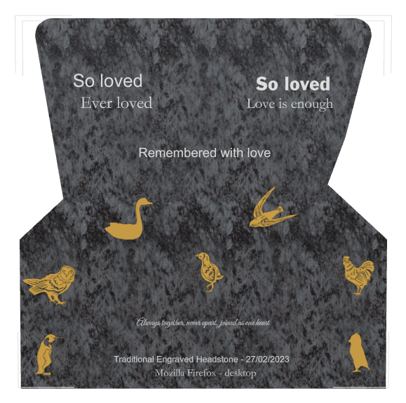 Traditional Engraved Headstone – Bird Duck preview