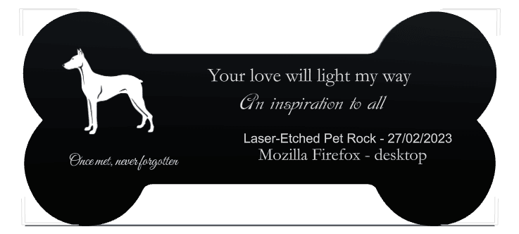 Bone Laser-Etched Black Granite Headstone – Dog preview