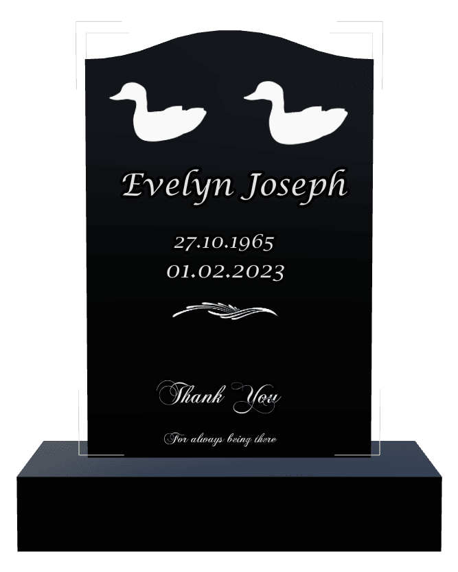 Serpentine Laser-Etched Black Granite Headstone – Duck preview