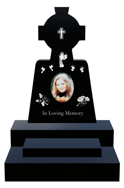 Laser-Etched Black Granite Monument – In Loving Memory preview