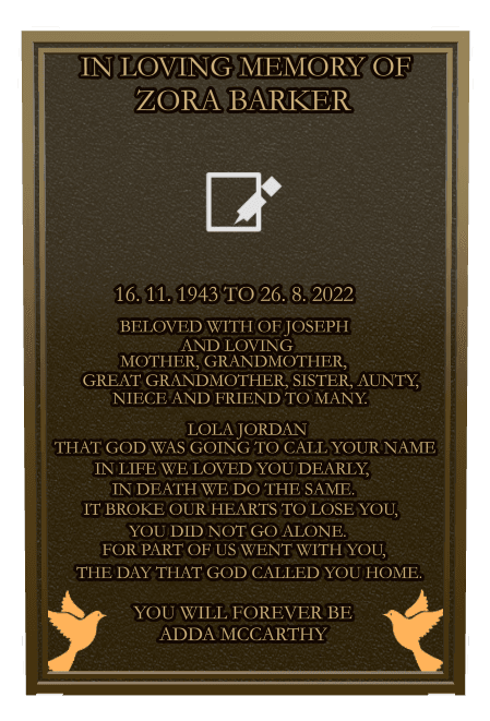 Square Bronze Plaque – In Loving Memory preview