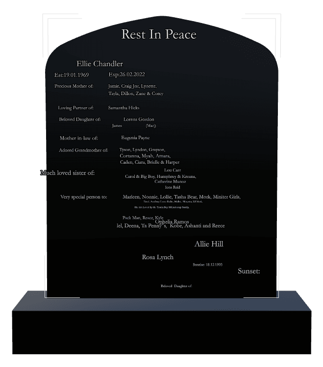 Laser-Etched Black Granite Headstone – Much Loved Headstone preview