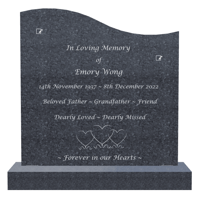 Left Wave Traditional Engraved Headstone – Dearly Loved Dearly Missed preview