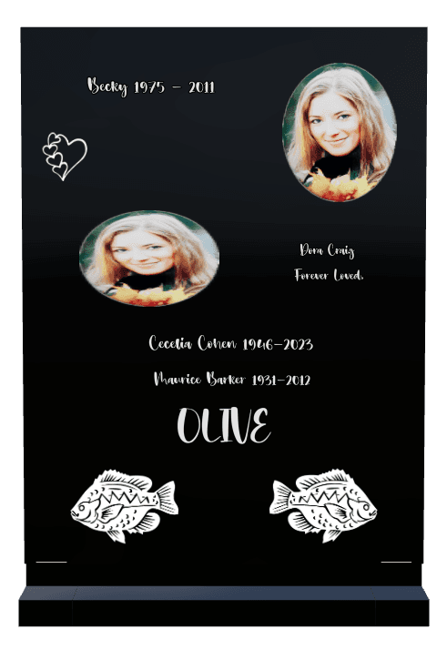 Serpentine Laser-Etched Black Granite Headstone – Forever Loved preview