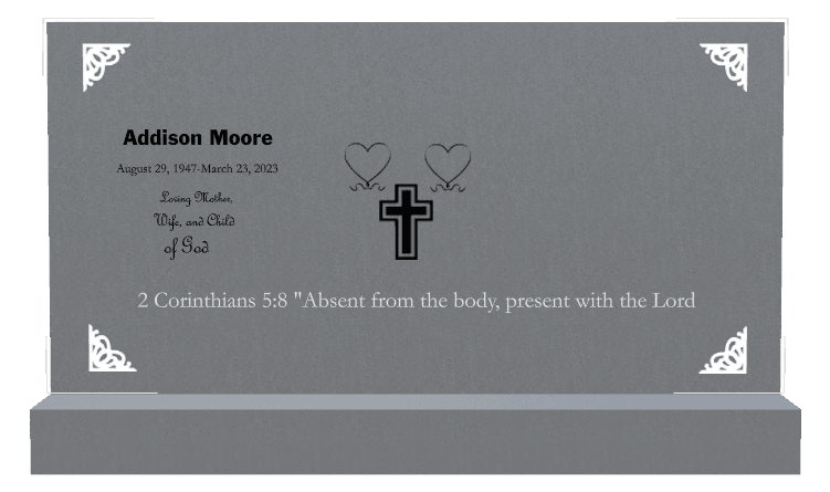 Square Traditional Engraved Headstone – Absent From The Body Present With The Lord Headstone preview