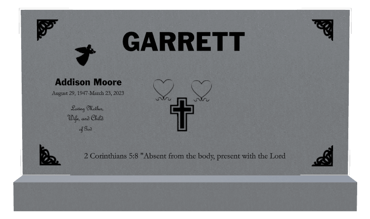 Square Traditional Engraved Headstone – Absent From The Body Present With The Lord preview