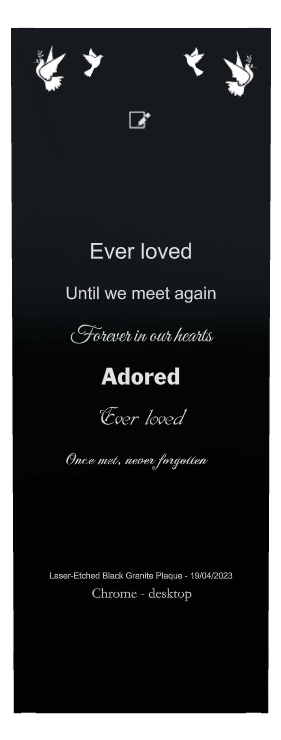 Dove Memorial memorial design preview