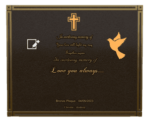 Bronze Plaque - Cross Dove memorial design preview