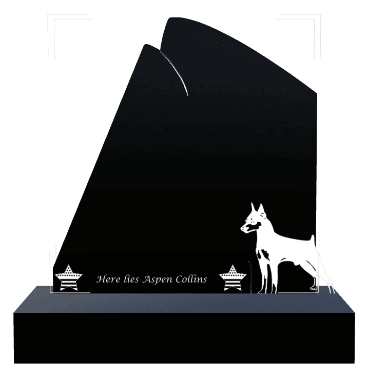 Laser-Etched Black Granite Headstone – Dog preview