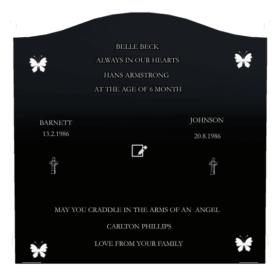 Serpentine Laser-Etched Black Granite Headstone – Always in Our Hearts preview