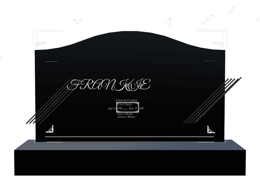 Serpentine Laser-Etched Black Granite Headstone – Bird Cross Headstone preview