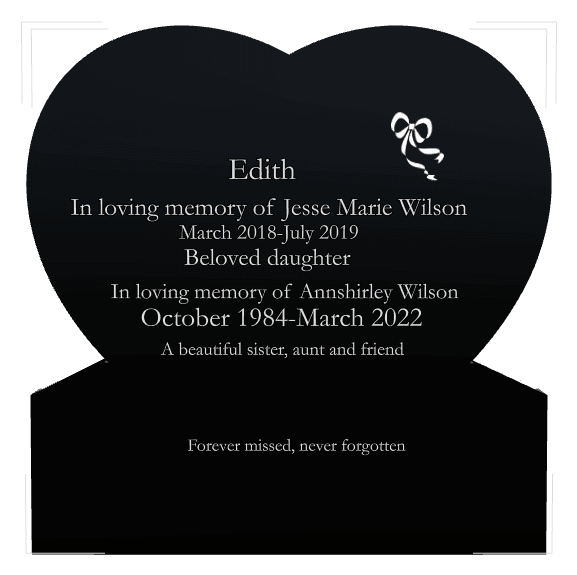 Heart Laser-Etched Black Granite Headstone – heart preview
