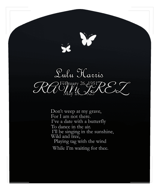 Laser-Etched Black Granite Headstone – Butterflies preview
