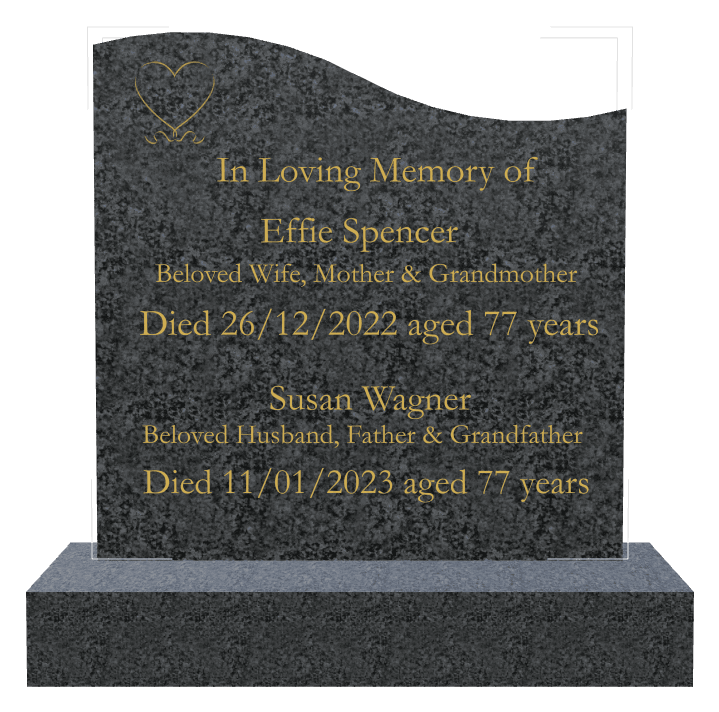 Left Wave Traditional Engraved Headstone – In Loving Memory preview