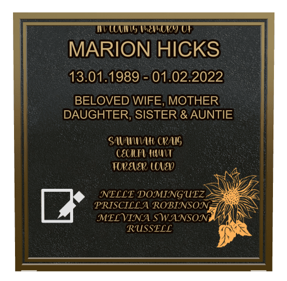 Rectangle (landscape) Bronze Plaque – flower preview