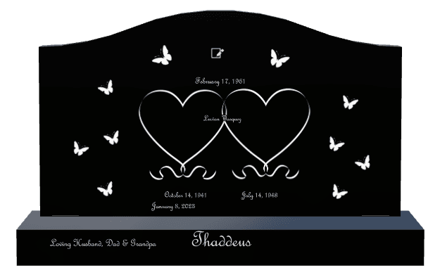 Serpentine Laser-Etched Black Granite Headstone – Loving Husband preview