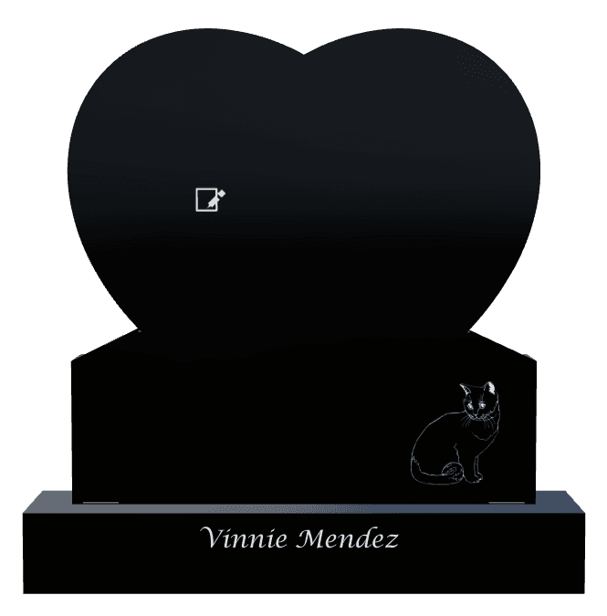 Heart Laser-Etched Black Granite Headstone – cat preview