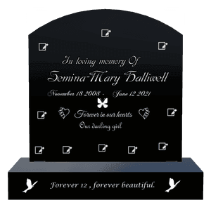 Curved Top - Forever in Our Hearts Headstone memorial design preview