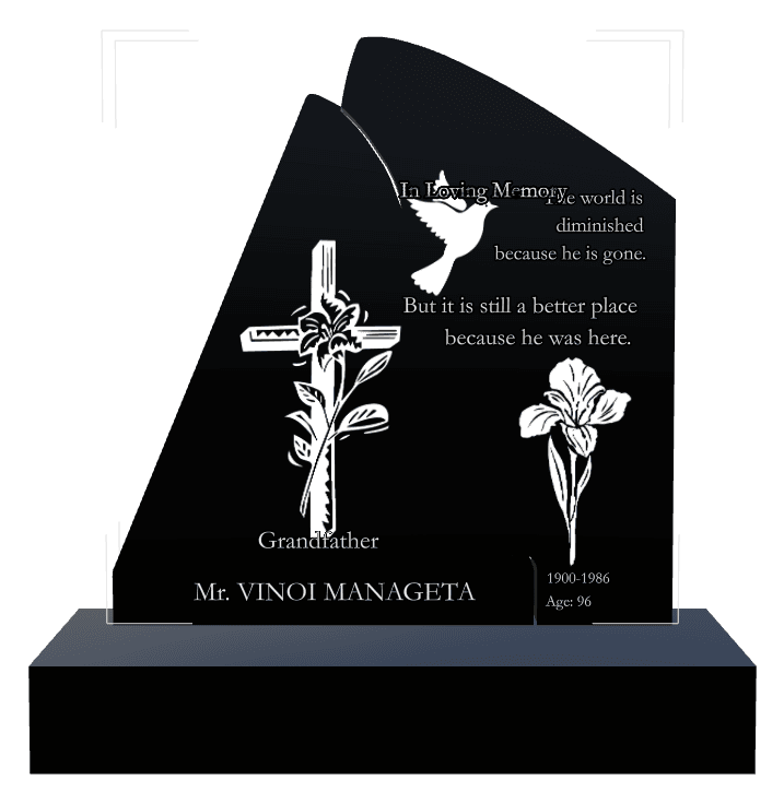Laser-Etched Black Granite Headstone – In Loving Memory preview
