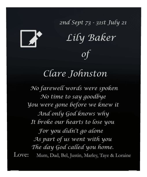 Rectangle (portrait) Laser-Etched Color Plaque – Mother Memorial preview