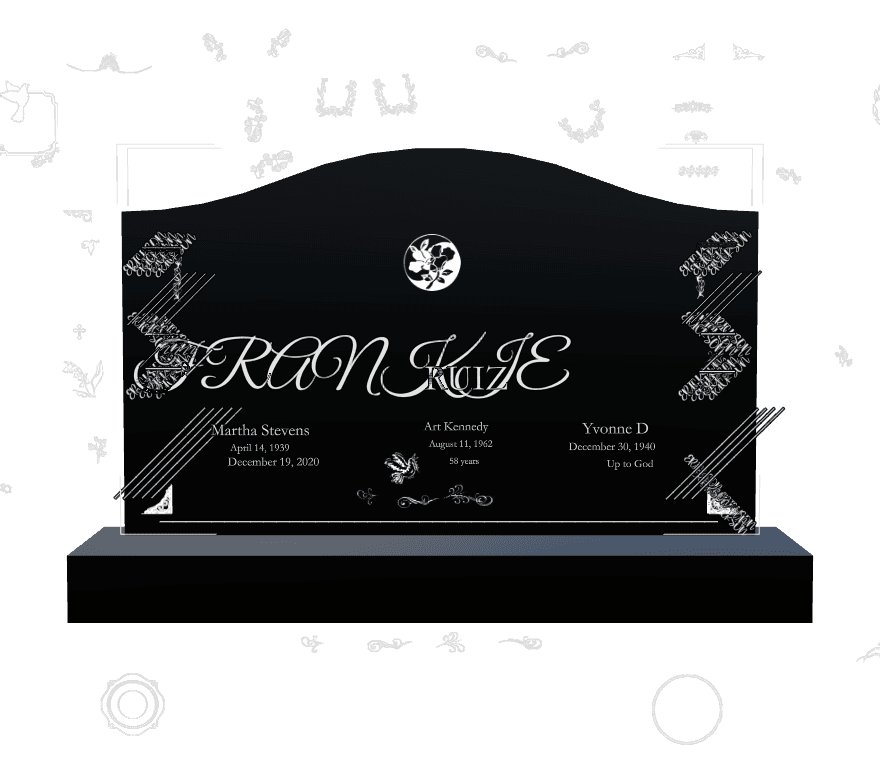 Serpentine Laser-Etched Black Granite Headstone – Together Forever preview
