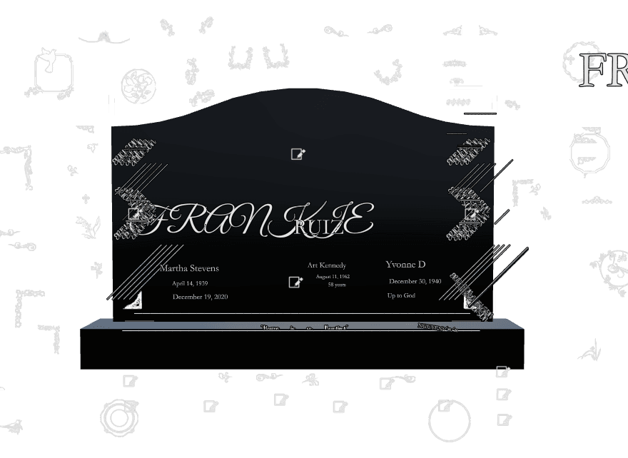 Serpentine Laser-Etched Black Granite Headstone – Together Forever preview