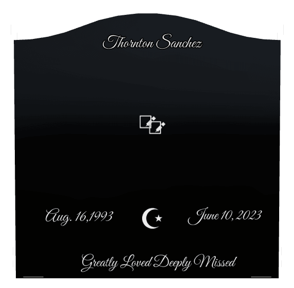 Serpentine Laser-Etched Black Granite Headstone – Star preview