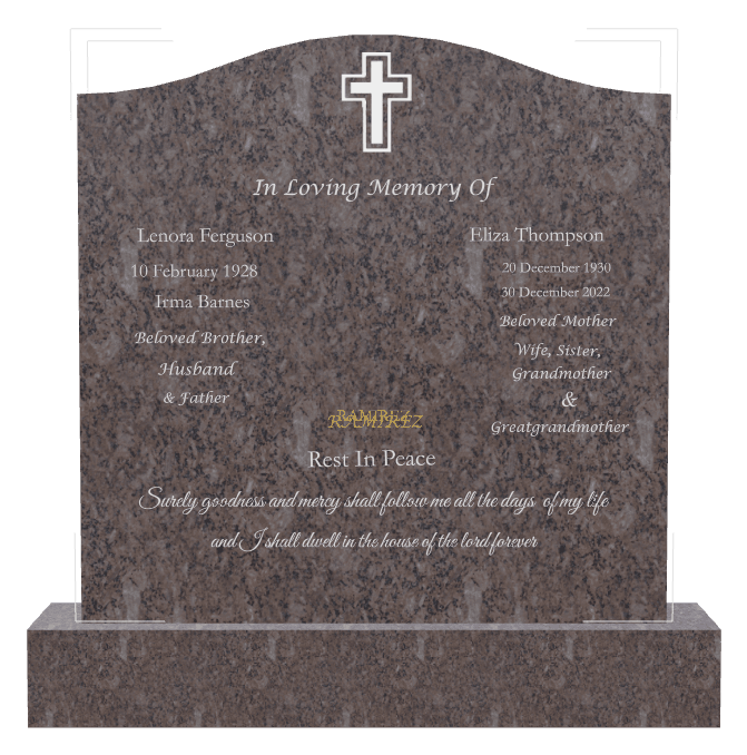 Serpentine Traditional Engraved Headstone – Surely Goodness And Mercy Shall Follow me Headstone preview