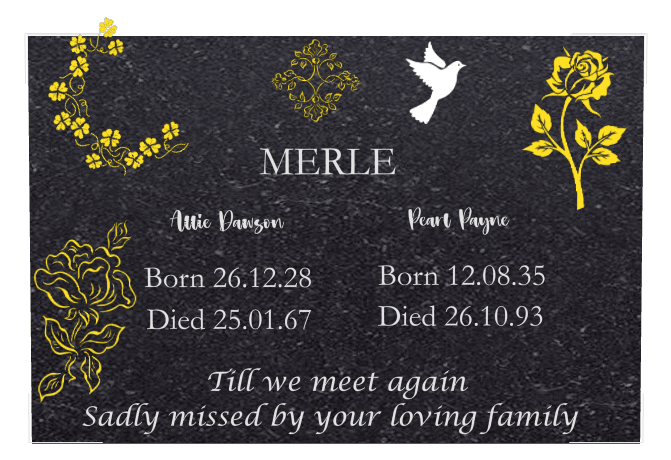 Rectangle (landscape) Traditional Engraved Plaque – dove, flower and flowers preview