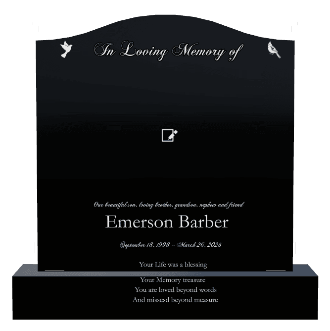Serpentine Laser-Etched Black Granite Headstone – Your Life Was a Blessing preview