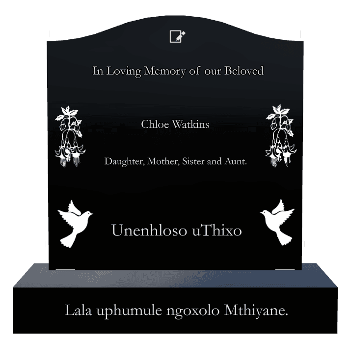 Serpentine Laser-Etched Black Granite Headstone – In Loving Memory preview