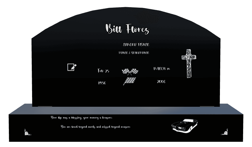 Curved Top Laser-Etched Black Granite Headstone – Your Life Was a Blessing preview