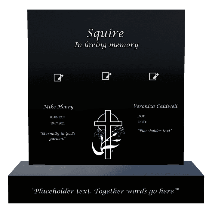 Square Laser-Etched Black Granite Headstone – In Loving Memory preview