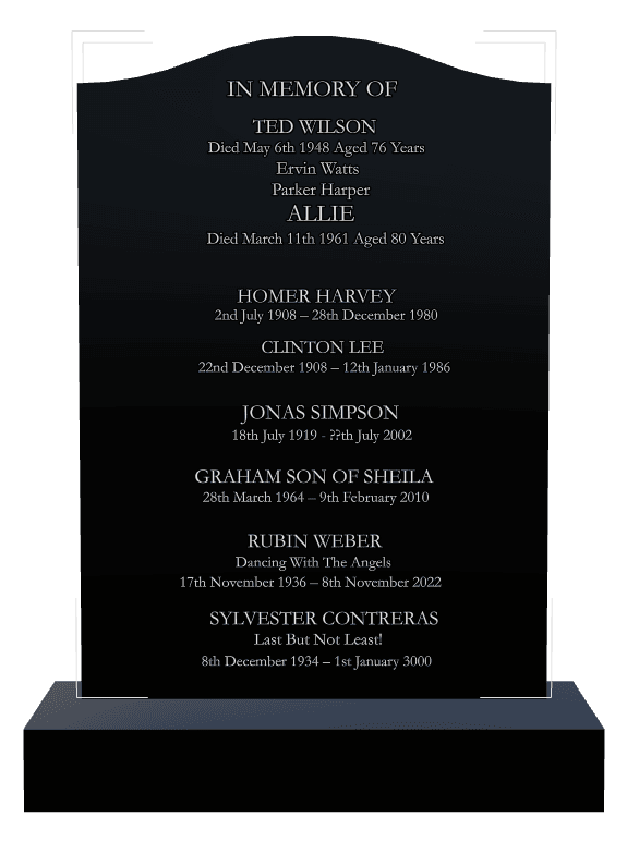 Serpentine Laser-Etched Black Granite Headstone – With The Angels Headstone preview