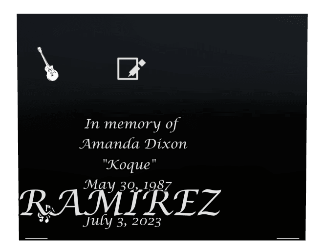 Square Laser-Etched Black Granite Headstone – Music Headstone preview